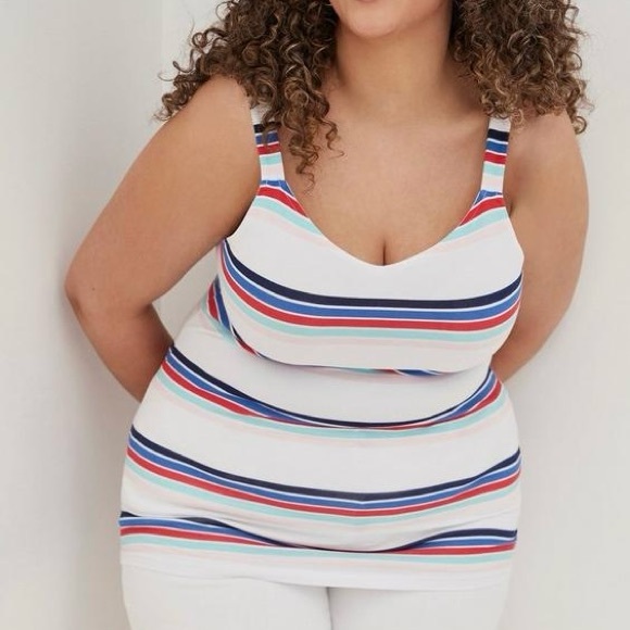 NWT torrid Foxy Wide Strap Tank Multi V-neck Stripe Curvy Plus Size 5X - Picture 1 of 15